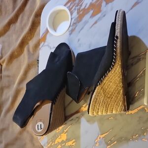 Kelsi Dagger Black  Velcro Strap Wedges